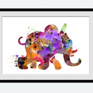 Elefante cartel de acuarela bebé elefante colorido impresión elefante pared decoración Decoración hogar decoración Niños habitación habitación habitación arte regalo de Navidad W301