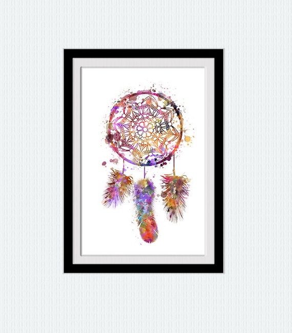 Dream Catcher Watercolor Print Dreamcatcher Colorful Poster | Etsy