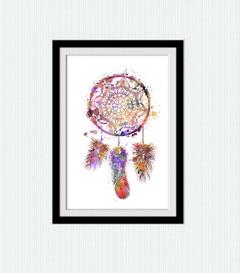 Dream Catcher Watercolor Print Dreamcatcher Colorful Poster | Etsy