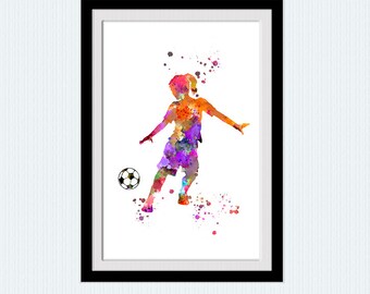 Soccer game poster Multicolor sport print Soccer girl poster Sport illustration Girls room decor Kids room wall art Sport wall decor W854