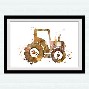 Tractor print Tractor poster Transport office decor Construction print Tractor watercolor Wall art Home decor Birthday gift W16