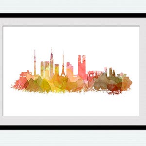 Tokyo poster Tokyo watercolor print Skyline wall decor Office art decoration Tokyo Japan city skyline Living room wall art Gift idea W64