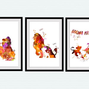 Il Re Leone Set di 3 stampe Il Re Leone Poster Il Re Leone Decorazione da parete Disney Arte da parete Regalo di compleanno Stampa Disney Decorazione per la casa Poster Disney S96