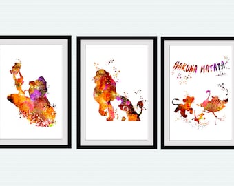 Lion King Nursery Art Prints: Simba, Nala, Mufasa Set