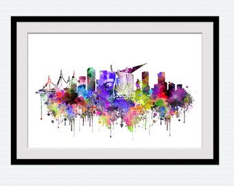 Denver skyline Denver Colorado watercolor print Denver cityscape art poster Home decoration Office wall decor Gift idea Living room art W716