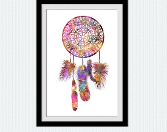 Elegant Dream Catcher Print, Boho Wall Art, Spiritual Decor, Kids Room Decor, Unique Gift Idea, Dream Catcher Poster W273