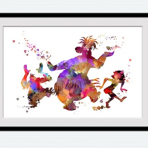 Mowgli and Baloo print Jungle Book poster Jungle Book print Home decor Nursery art Jungle Book watercolor Wall art Birthday gift W711