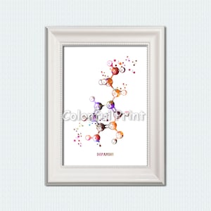 Dopamine molecule Dopamine print Dopamine art Molecular structure Chemistry wall decor Scientist gift Chemical pleasure Therapist art W908
