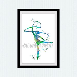 Gymnastics girl Sport gymnastics Artistic gymnastics Girl with a ribbon Sport poster Gift for her Sport wall decor Wall art Home decor W179