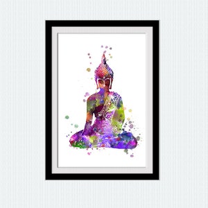 Buddha print Buddha watercolor poster Buddha colorful poster Buddha wall art Buddha art decor Yoga studio poster Inspirational print  W243