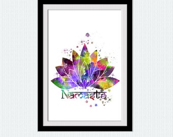 Yoga Druck Lotus Namaste Aquarell Druck Lotus Namaste bunten Plakat Yoga Atelier Dekoration inspirierende Kunst Dekor Wand Wandkunst W248