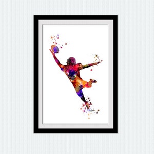 American Football Watercolor Print, Sports Wall Art for Boys Room, Man Cave, Game Room Decor, Athlete Gift, Football Illustration W388