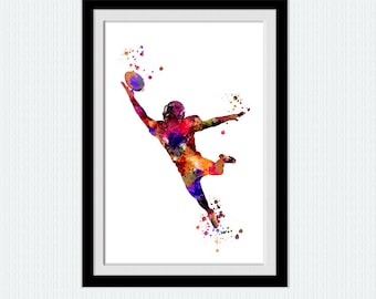 American football watercolor print American football colorful poster Sport watercolor illustration Home decoration Kids room wall art  W388