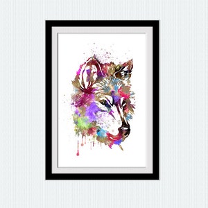 Wolf print Wolf poster  Wolf watercolor illustration Home decoration poster woodland room decor Wall hanging decor Wolf wall decoration W315