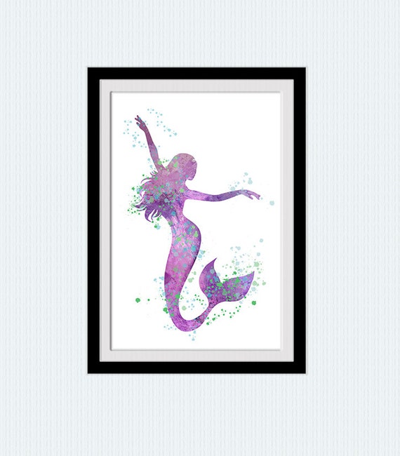 Mermaid Art Print Mermaid Purple Poster Mermaid Art Decor | Etsy