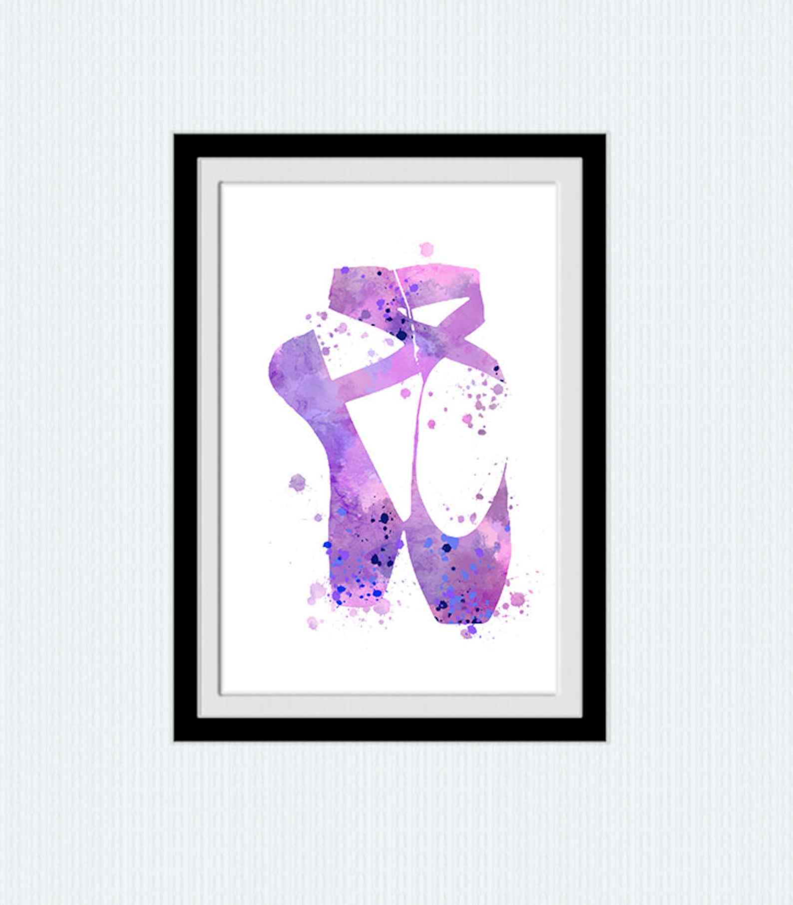 ballet shoes print, ballerina shoes watercolor art print, purple violet pink nursery silhouette art, baby girl art, dancer wall