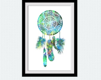 Colorful Dream Catcher Poster, Boho Wall Art, Vibrant Dreamcatcher Decor, Spiritual & Kids Room Print, Birthday Gift,  Unique Wall Art W271