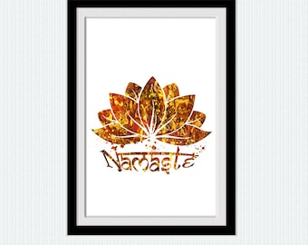 Lotus namaste poster Lotus namaste print Yoga sun color poster Yoga wall art print Home decoration Wall hanging art Yoga studio decor W401