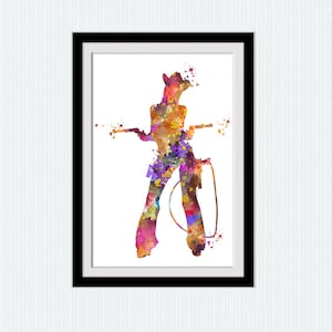Cowgirl watercolor art print Cowgirl colorful poster Home decoration Girls room art decor Rodeo cowgirl print Kids room wall decor W507