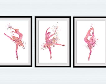 Ballet poster Ballerina print Set of 3 Ballet studio decor S24