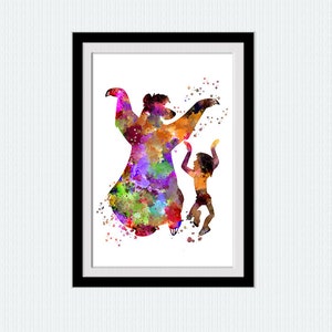 Jungle Book print Mowgli and Baloo Jungle Book poster Home decor Birthday gift Nursery art Jungle wall decor Wall art W709