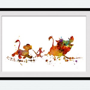 Król Lew wydruk Król Lew plakat Disney dekoracja ścienna Simba i przyjaciele Król Lew ilustracja W262