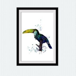 Bird watercolor print Toucan colorful poster Bird print Toucan poster Home decoration Kids room art Nursery room decor Christmas gift  W302