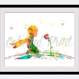 Little Prince poster The Little Prince print Little Prince watercolor The Little Prince and the rose Little Prince illustration W931