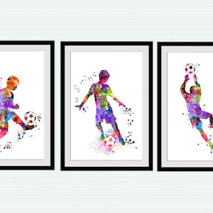 サッカー選手ポスター 3枚セット サッカープリント サッカー壁飾り 誕生日プレゼント スポーツポスター ホームデコレーション 壁アート スポーツイラスト S31