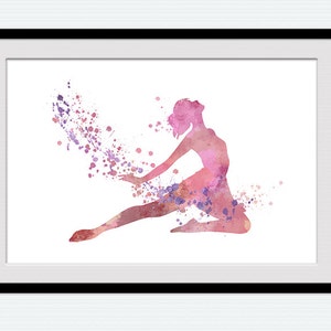Ballerina Watercolor Print: Ballet Studio Decor, Dancing Girl in Pink W630