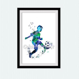Fußball Poster Fußball Poster Kunstdruck Kinderzimmer Dekor Kinderzimmer Dekoration Kinderzimmer W102 Aquarell Art W102