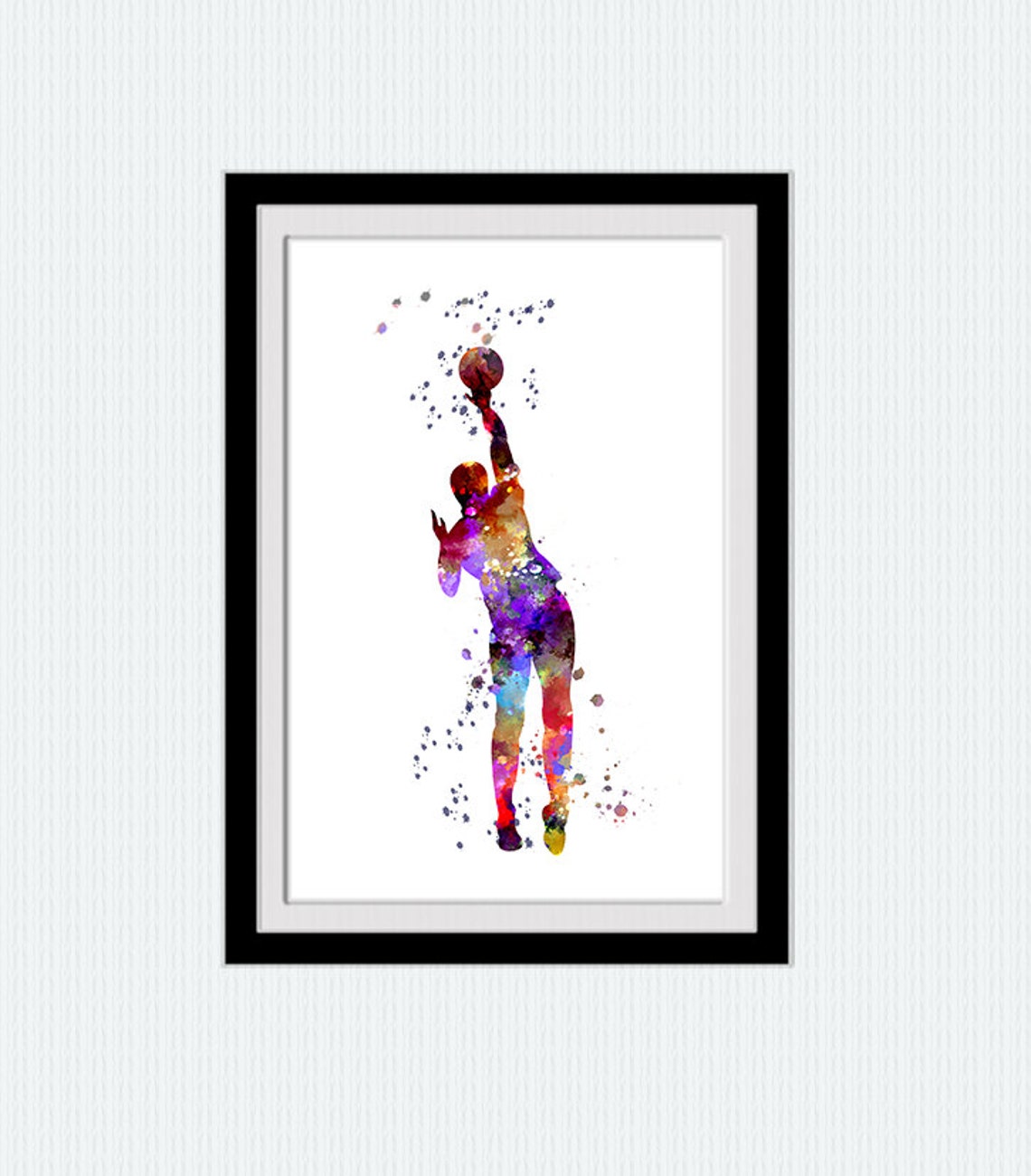 Basketball print Basketball player poster Sport watercolor Etsy