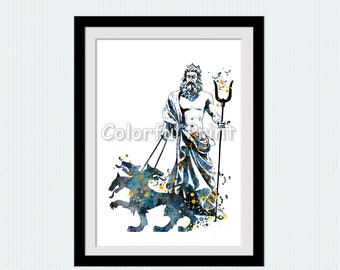 Hades print Greek mythology art Hades poster Olympian god decor Mythology print Classical art Greek myth print Ancient Greek god  W920