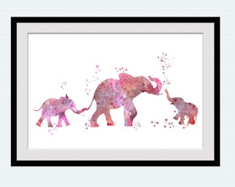 Baby elephant art poster Elephant watercolor print African animal wall decor Safari animal art print Kids room decor Home decoration W823