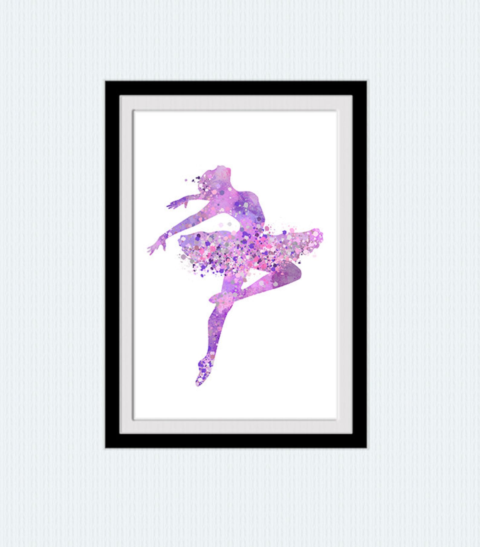 ballerina print ballet studio decor wall hanging art in lilac girls room wall decor ballerina art poster kids room wall art gift