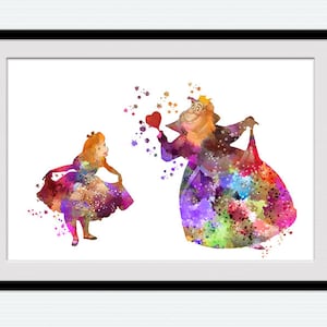 Alice in Wonderland print Queen of Hearts poster Wonderland wall decor Wonderland poster Nursery art Wonderland watercolor Alice poster W543