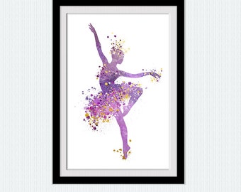 Ballerina poster Ballerina print Ballerina art decor Watercolor print Dancing girl poster Home decoration Wall hanging Kids room art  W324