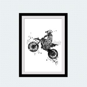 Motocross print Set of 2 Motor sport poster Motorcycle decor Dirt bike rider Stunt racing print Motocross poster Black and white art S79 image 4