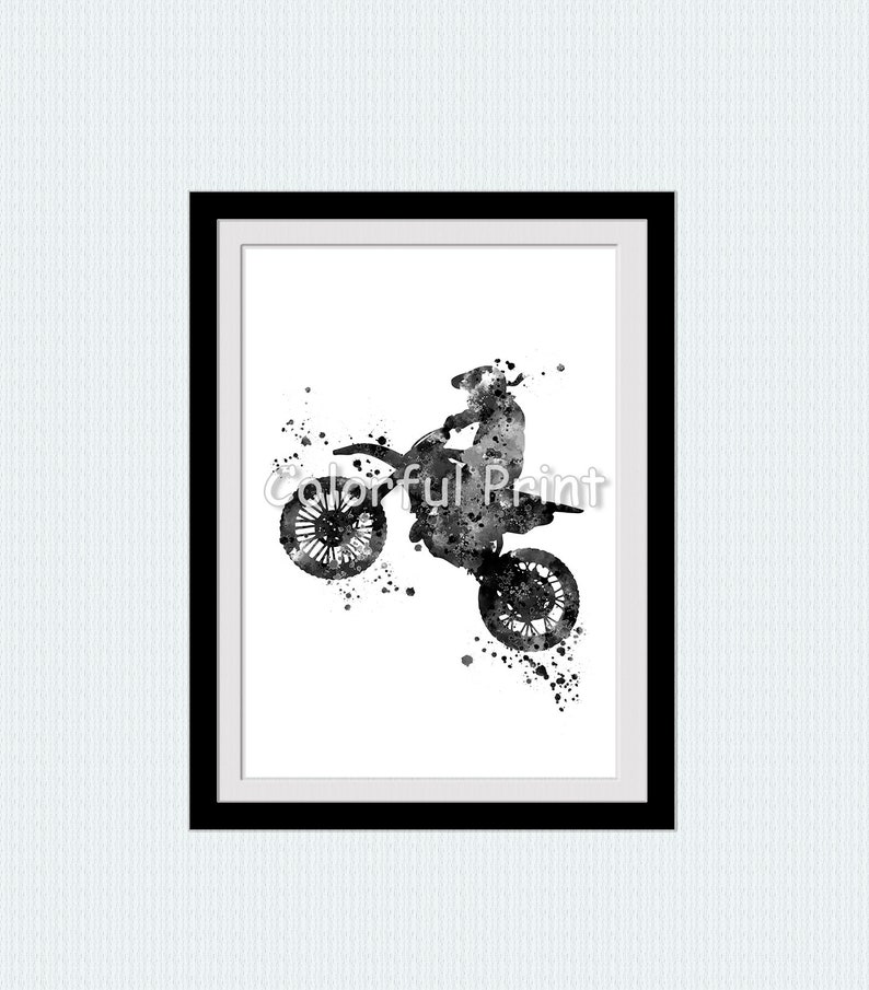 Motocross print Set of 2 Motor sport poster Motorcycle decor Dirt bike rider Stunt racing print Motocross poster Black and white art S79 image 4