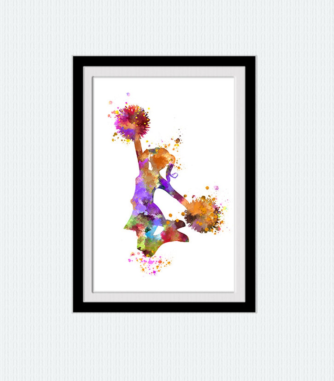 Cheerleader Colorful Print Cheerleader Watercolor Poster Sport Wall ...