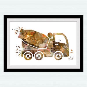 Concrete mixer print Mixer truck poster Home decor Mixer truck print Wall art Birthday gift Garage wall decor Office decoration W19