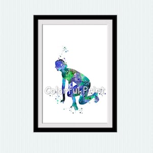 Running girl print Female runner poster Sport wall decor Jogging print Sport watercolor poser Runner wall art Wall hanging sport decor W84