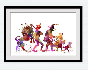 Wizard of Oz Watercolor Print: Dorothy, Lion, Tin Man Nursery Art W500