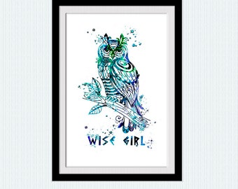 Wise owl print Greek poster Mythology wall decor Mythology print Gift for her Percy Jackson print Annabeth Chase poster Home decor W721