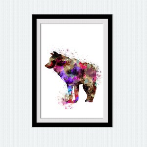 Watercolor wolf illustration Colorful wolf print Wolf print Wolf poster Home decoration Wall hanging art Christmas gift Wolf wall art  W320