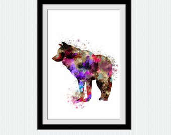 Watercolor wolf illustration Colorful wolf print Wolf print Wolf poster Home decoration Wall hanging art Christmas gift Wolf wall art  W320