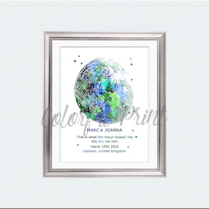 Custom moon phase Custom moon print Personalized lunar phase Watercolor moon Day you were born Special date Moon phase by date W946