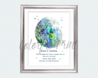 Custom moon phase Custom moon print Personalized lunar phase Watercolor moon Day you were born Special date Moon phase by date W946