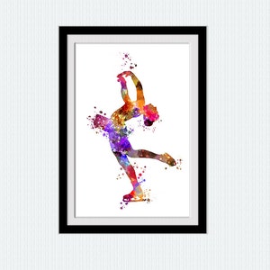 Ice skating poster Figure skating art print Figure skating colorful painting Home decoration Kids room decor Sport wall art poster W486