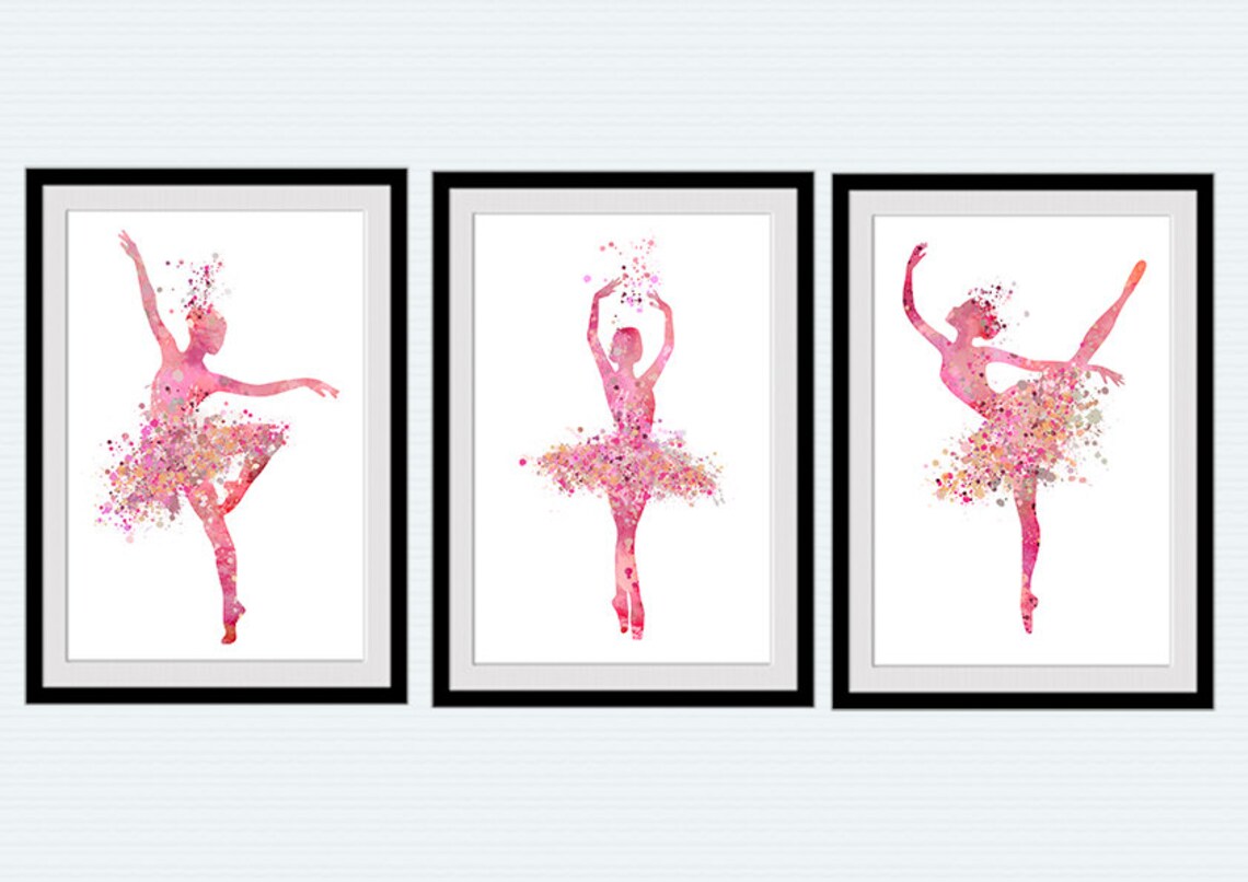 Ballerina Print Set of 3 Posters Ballerina Watercolor Ballet Etsy